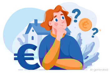 Illustration of a woman thinking about prices