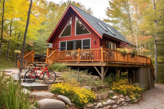 Ferienhaus im Wald mit Fahrrad